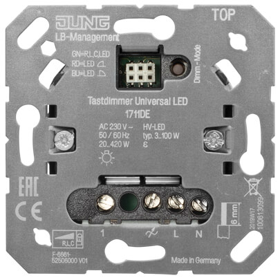 LED-Universal-Tastdimmer, 20-420W, HV-LED 3-100W, Phasenan- und abschnitt