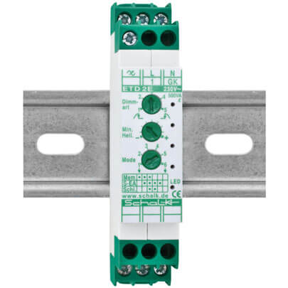 Reiheneinbau-Tastdimmer,  ETD E2,  0 - 500W oder  LED 0 - 400W,  Phasenan- und abschnitt