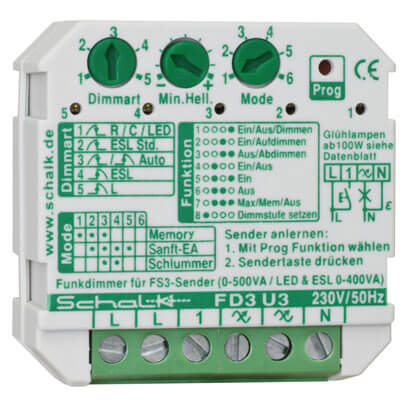 Funk-Universal-Dimmaktor,  FD3U39/Fx3smart,  1 Kanal, Einbaugert