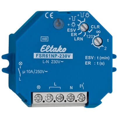 Funk-Schaltempfänger,  FSR61NP-230V, 1 Kanal,  1 Schließer 230V/10A, für AP-Montage oder Einbau in UP-Dose