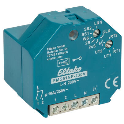 Funk-Schaltempfnger,  FMS61NP-230V, 1 Kanal,  1+1 Schlieer 230V/10A,  fr AP-Montage oder  Einbau in UP-Dose