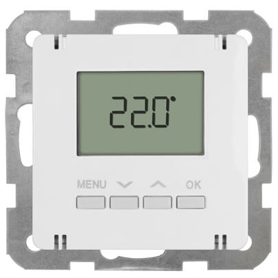 Kombi-Raumthermostat, elektronisch, Zentralplatte 55 x 55 mm, LCD-Display, reinwei