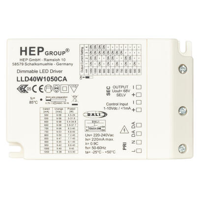 Multi-Netzteil, 4,5 - 40W, 1 - 10V, DALI2, Konstantstrom, f�r Einlege-Backlight-Panel