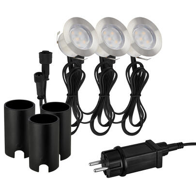 Bodeneinbaustrahler, CONNECT TO SHINE, TILIA, LED/1W, 100 lm, 3000K, 3er-Set