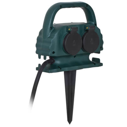Steckdosenverteiler mit 4 Steckdosen und Erdspie, Zuleitung H07RN-F 3G1,5, 5,0 m
