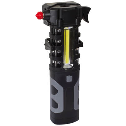 Taschenlampe, mit Nothammer und Gurtmesser, 180 lm & 30 lm