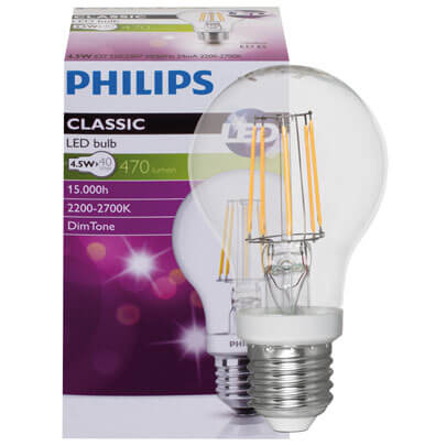 Filament-LED-Lampe, MASTER  LEDBULB, DimTone, AGL-Form,  klar, E27