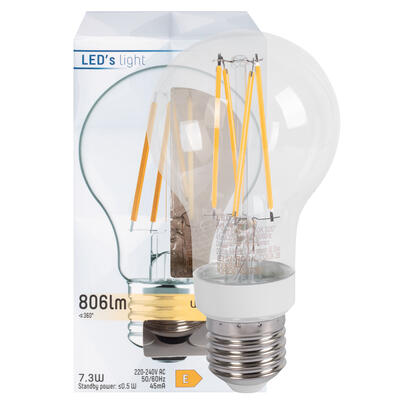 LED-Filament-Lampe, AGL-Form, klar, E27/7,3W, 806 lm, 2700K, mit HF-Bewegungsmelder