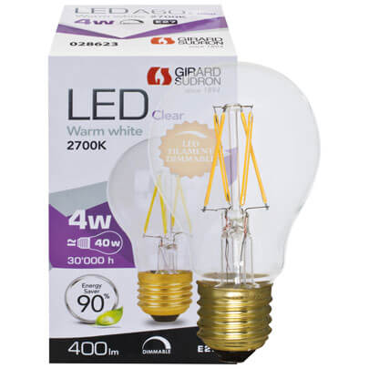 Filament-LED-Lampe,  AGL-Form, klar,  E27