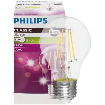 LED-Filament-Lampe,  CorePro LEDbulb, AGL-Form, klar, E27