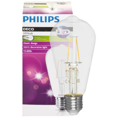 LED-Filament-Lampe,  Edison-Form, klar,  E27, 2700K