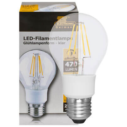 LED-Filament-Lampe,  AGL-Form, klar,  E27