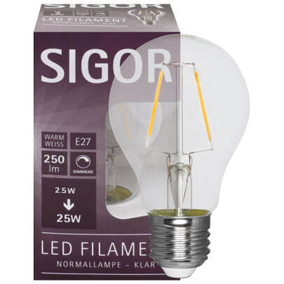 LED-Filament-Lampe,  AGL-Form, klar,  E27