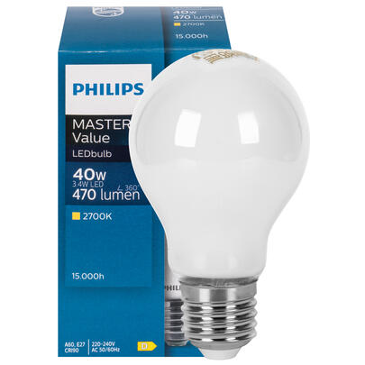 Filament-LED-Lampe, MASTER Value LEDbulb, AGL-Form, matt, E27, 2700K