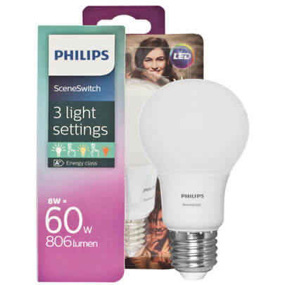 LED-Lampe, CorePro LEDbulb, SCENE SWITCH, DimTone, AGL-Form, matt, E27/7,5W, (60W), 806 lm, 2700 bis 2200K