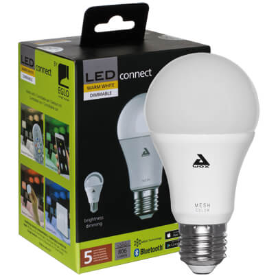Bluetooth-LED-Lampe, LED-CONNECT, AGL-Form, matt, E27/9W, 806 lm, 3000K