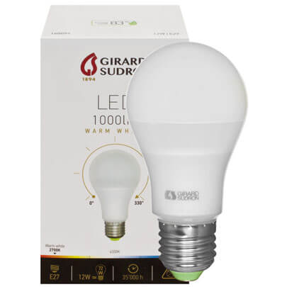 LED-Lampe, AGL-Form, E27/12W, opal matt, 1000 lm, 2700K, L 123,  65