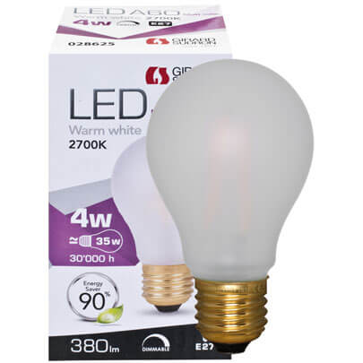 LED-Filament-Lampe,  AGL-Form, matt,  E27/4W, 380 lm