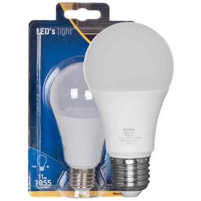 LED-Lampe, AGL-Form, opal, E27/11W (75W), 1.055 lm, 2700K