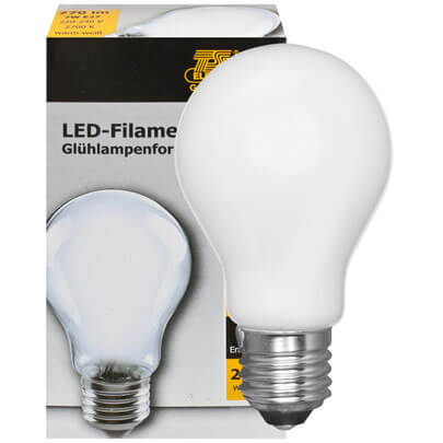 LED-Filament-Lampe,  AGL-Form, matt,  E27/6,5W (60W), 2700K