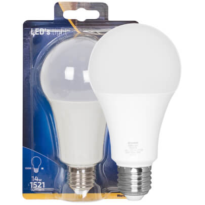 LED-Lampe, AGL-Form, opal, E27/14W, 1.521 lm, 2700K