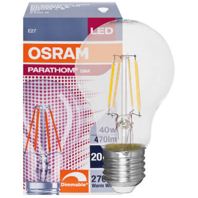 LED-Filament-Lampe, DIM, AGL-Form, klar, E27, 2700K