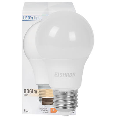 LED-Lampe, AGL-Form, opal, E27/8W (60W), 806 lm, 2700K   
