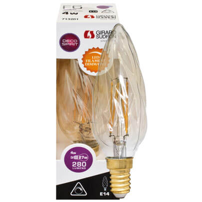 Filament-LED-Lampe,  Kerzen-Form, amber,  E14