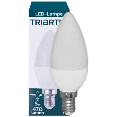 LED-Kerzenlampe, matt, E14/5W (40W), 470 lm, 2700K