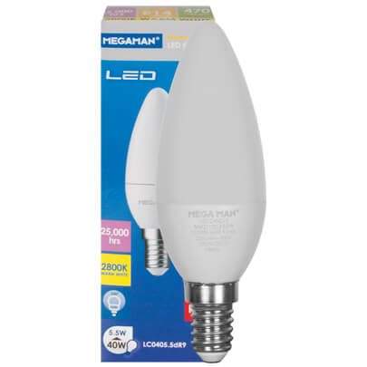 LED-Lampe, CLASSIC, Kerzen-Form, matt, E14/5,5W (40W), 470 lm, 2800K