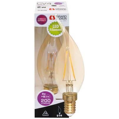 LED-Filament-Lampe, Kerzen-Form, amber, E14/2W, 200 lm, 2700K, Windsto