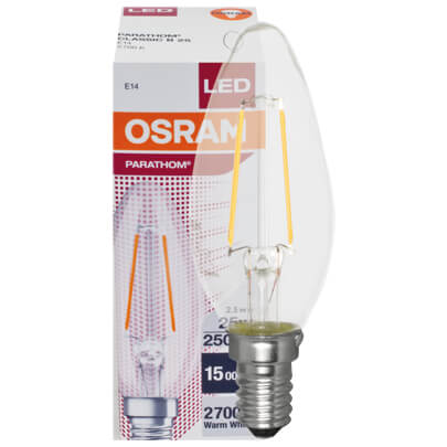 LED-Filament-Lampe, RETROFIT, Kerzen-Form, klar, E14, 2700K