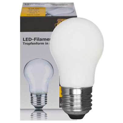 LED-Filament-Lampe,  Tropfen-Form, matt,  E27