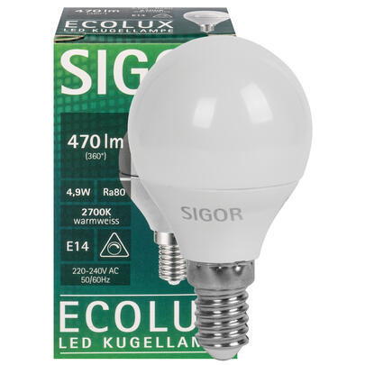 LED-Lampe, ECOLUX, Tropfen-Form, opal, E14, 2700K