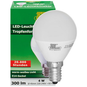 LED-Tropfenlampe, opal matt,  E14/4W (25W), 300 lm