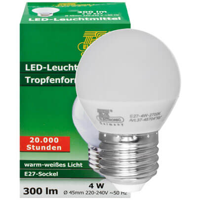 LED-Tropfenlampe, opal matt, E27/4W (25W), 300 lm