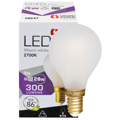 Filament-LED-Lampe,  Tropfen-Form, E14/4W,  matt, 300 lm