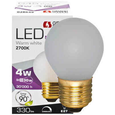 Filament-LED-Lampe,  Tropfen-Form, E27/4W,  matt, 330 lm  