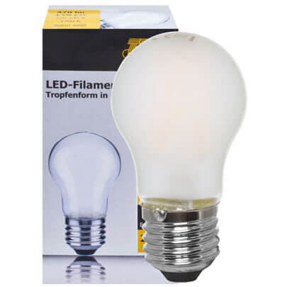 LED-Filament-Lampe,  Tropfen-Form, matt,  E27/4,5W, 470 lm