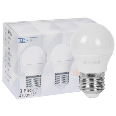 LED-Lampe, 3er-Set, Tropfen-Form, opal, E27/4,9W (40W), 470 lm 2700K