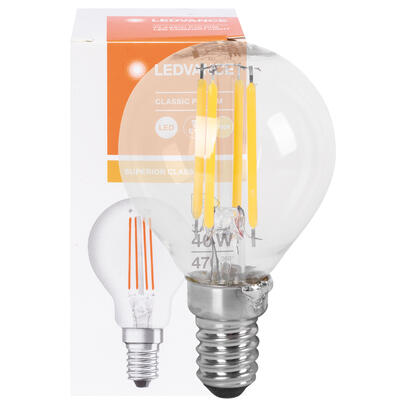 LED-Filament-Lampe, SUPERIOR CLASSIC P, Tropfen-Form, klar, E14/3,4W (40W), 470 lm, 2700K