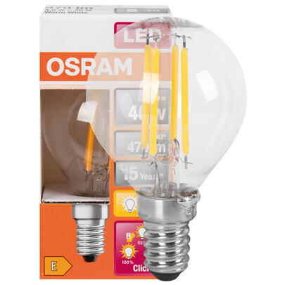 LED-Filament-Lampe, CLASSIC P, THREE STEP DIM, Tropfen-Form, klar, E14/4W (40W), 470 lm, 2700K