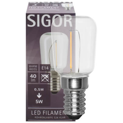 LED-Filament-Lampe, Birnen-Form, klar, E14/0,5W, 40 lm, 2700K
