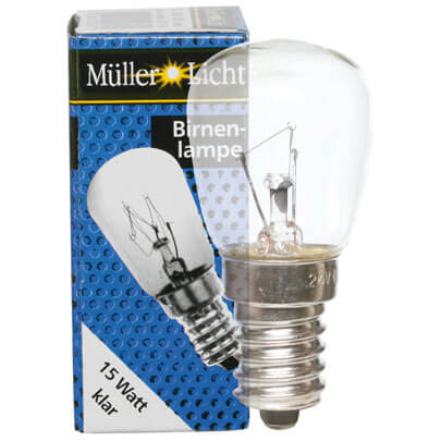 Khlschranklampe,  Birnenform, klar, E14/25W