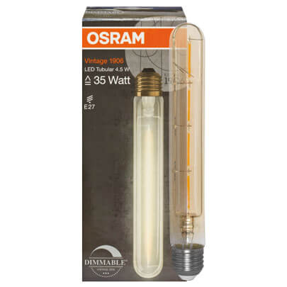 LED-Filament-Lampe, VINTAGE 1906, Rhren-Form, gold, E27/4,5W (35W), 400 lm, 2400K