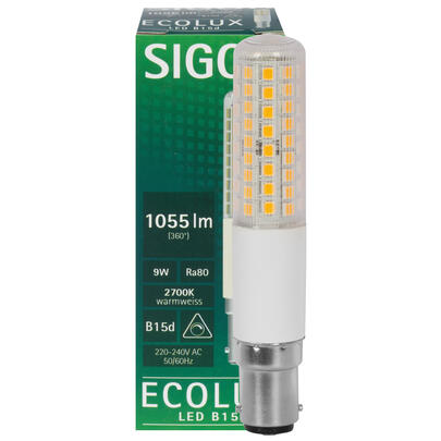 LED-Rhrenlampe, klar, B15d/9W (75W), 1.055 lm, 2700K