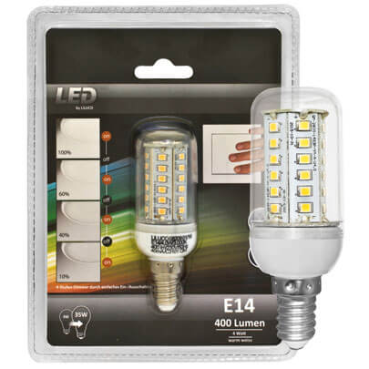 LED-Rhrenlampe, klar, E14/230V/4W (35W), 400 lm