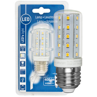 LED-Rhrenlampe, klar, E27/230V/4W, 400 lm