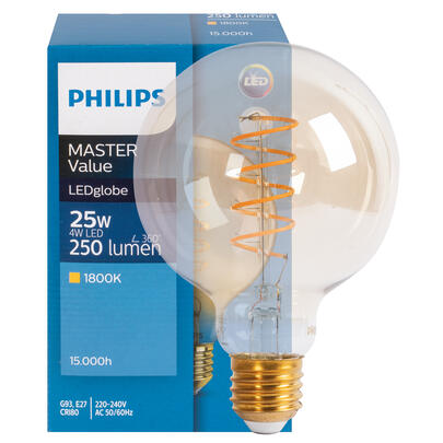 LED-Filament-Lampe, MASTER Value, LEDbulb, VINTAGE, Globe-Form, gold, E27/4W, 250 lm