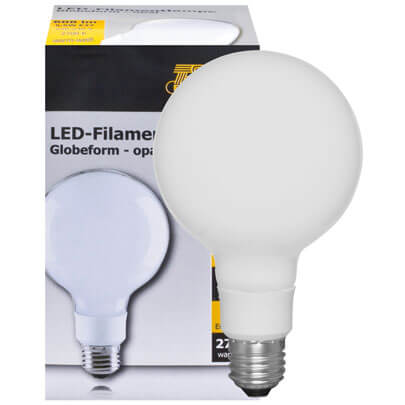 LED-Filament-Lampe,  Globe-Form, opal,  E27/5,5W, 608 lm, 2700K,  95